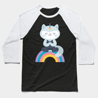 Cat unicorn , yoga kitty on the rainbow Baseball T-Shirt